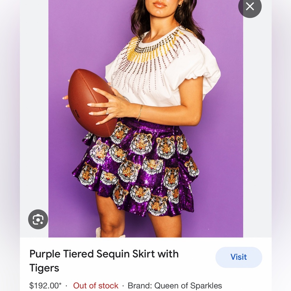 Queen of sparkles tiger tiered sequin skirt size small